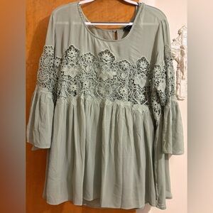 Torrid Light Green Textured Blouse